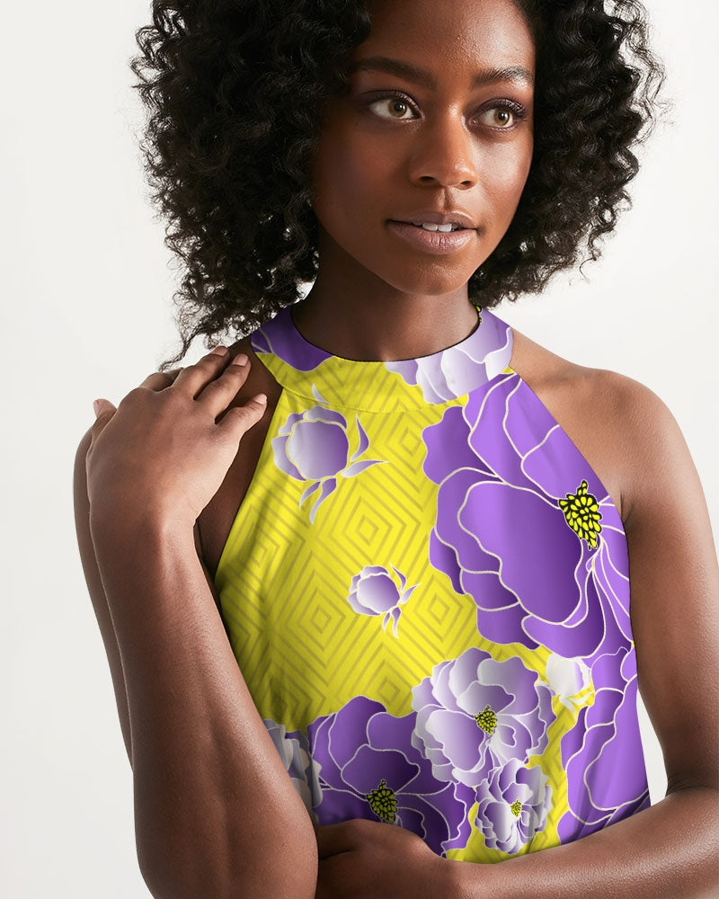 Women's Halter Dress- Lilac Gardenia