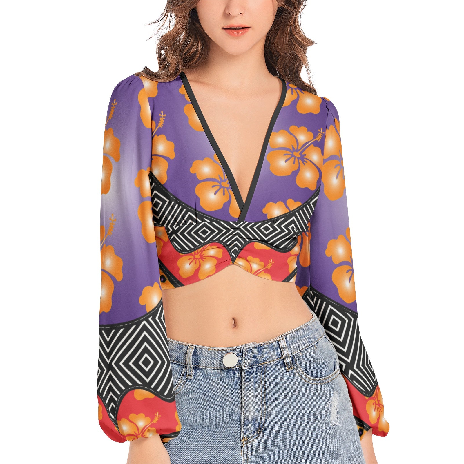 Lantern Sleeve Crop Top- Elite