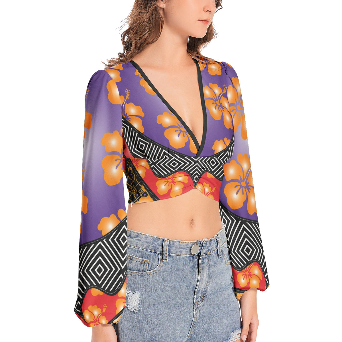 Lantern Sleeve Crop Top- Elite-Pat Sutton Designs