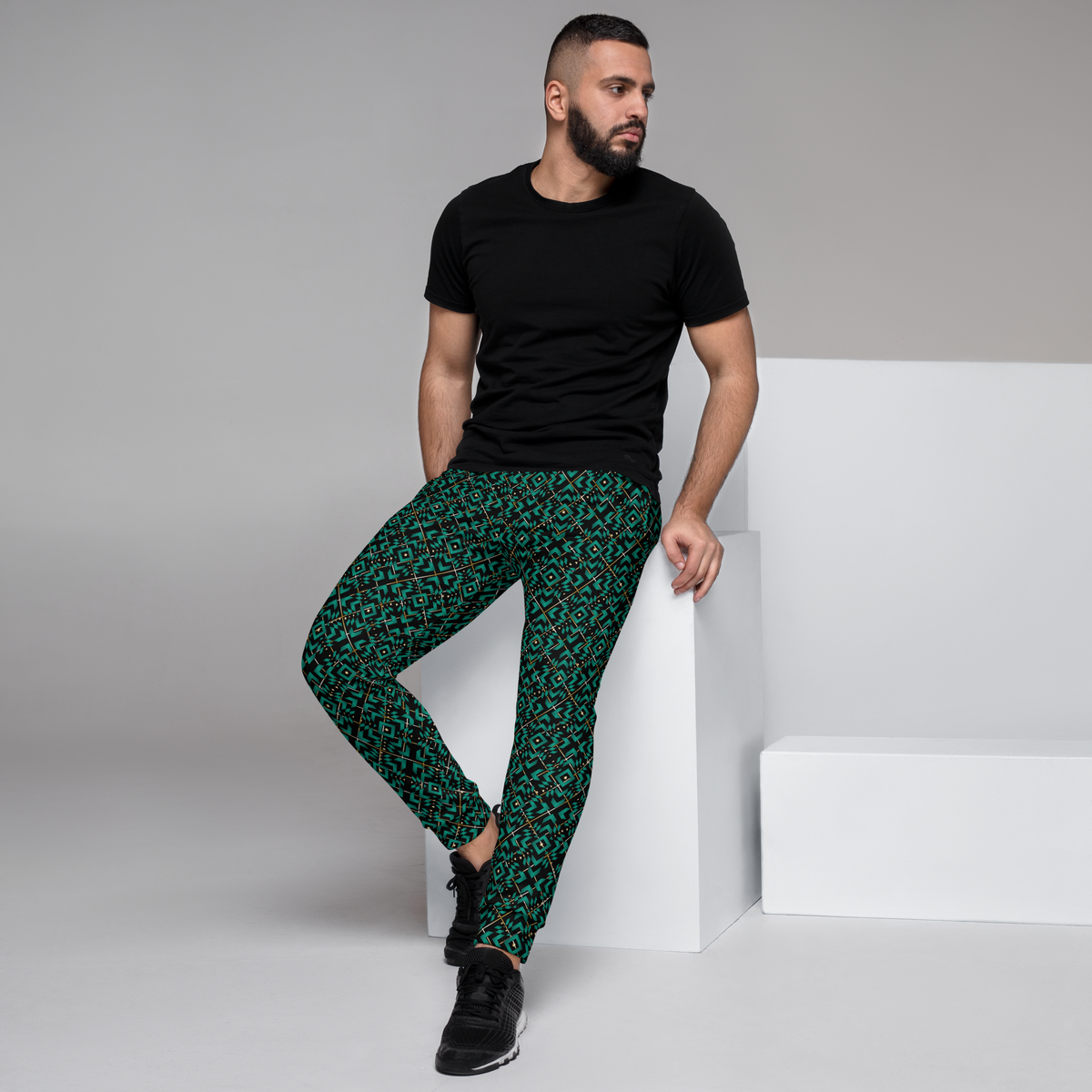 Men's Joggers -Shattered ( Forest)-Pat Sutton Designs