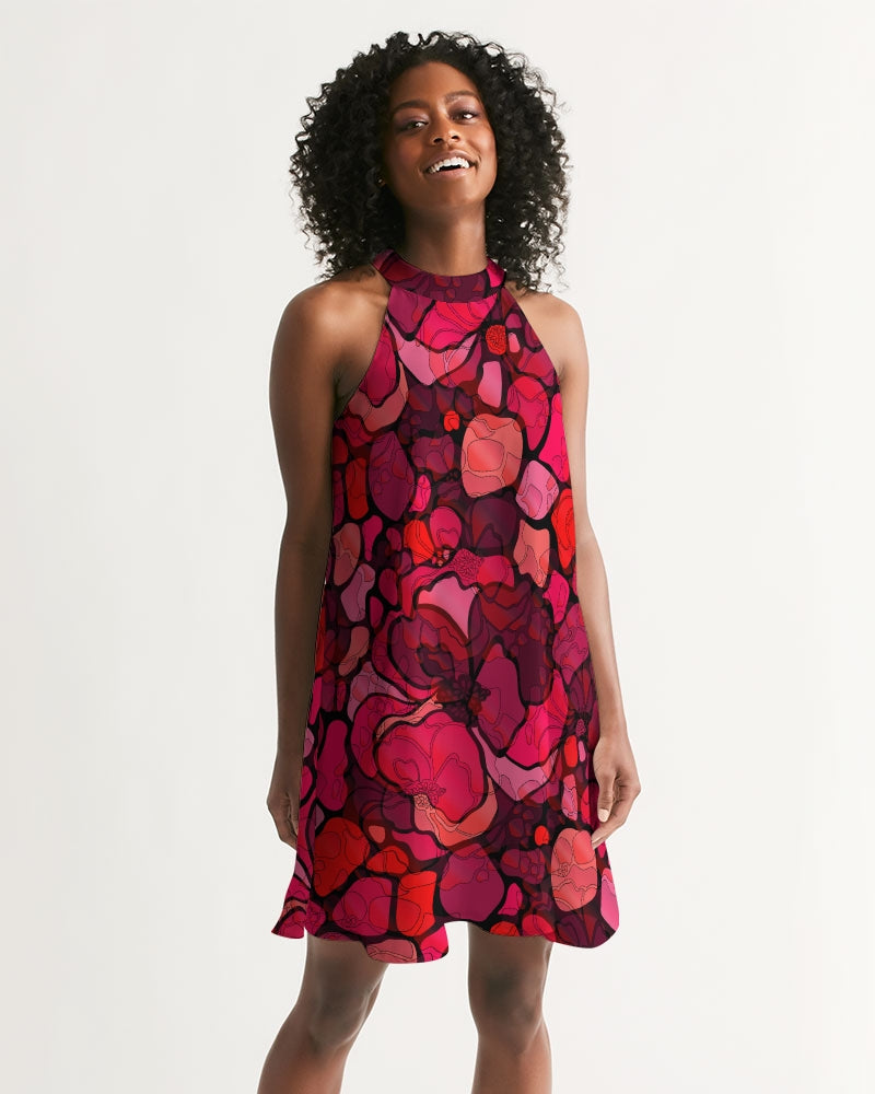 Women's Halter Dress- Watercolor Harvest
