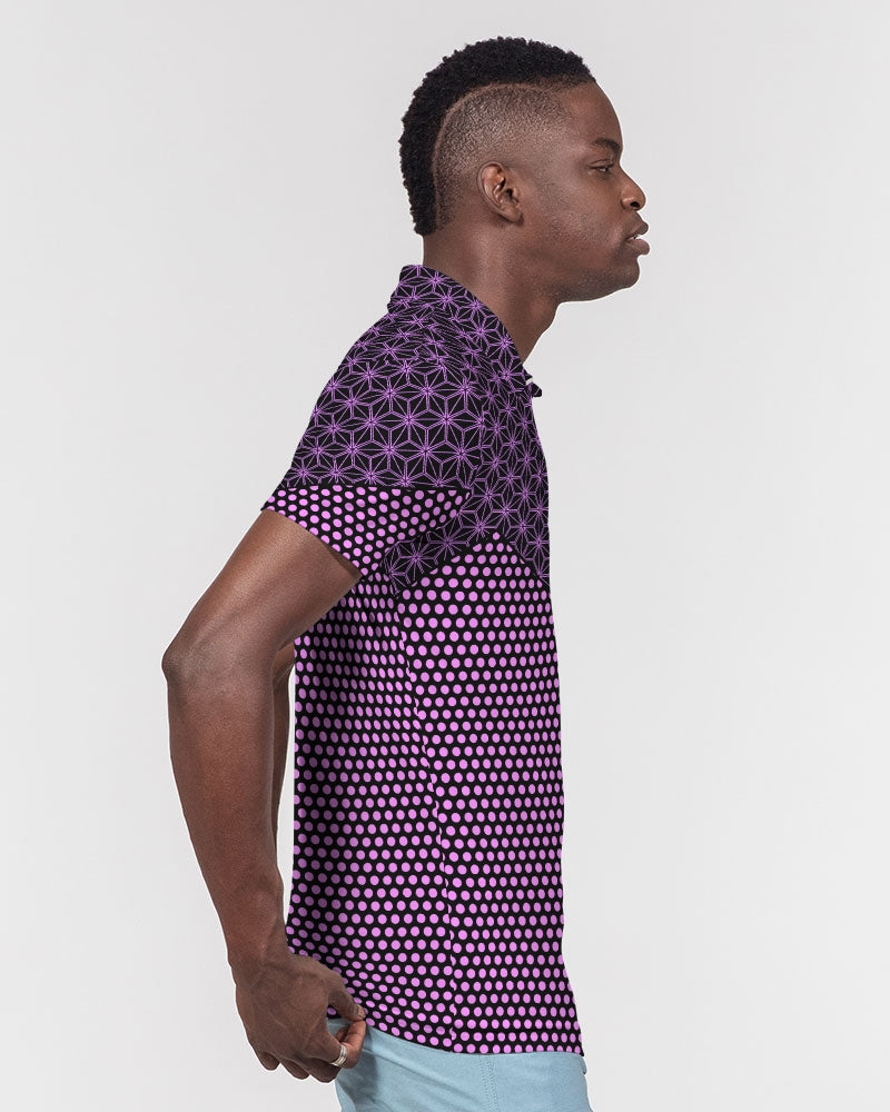 Men's Polo Shirt- Pink Star Power-Pat Sutton Designs