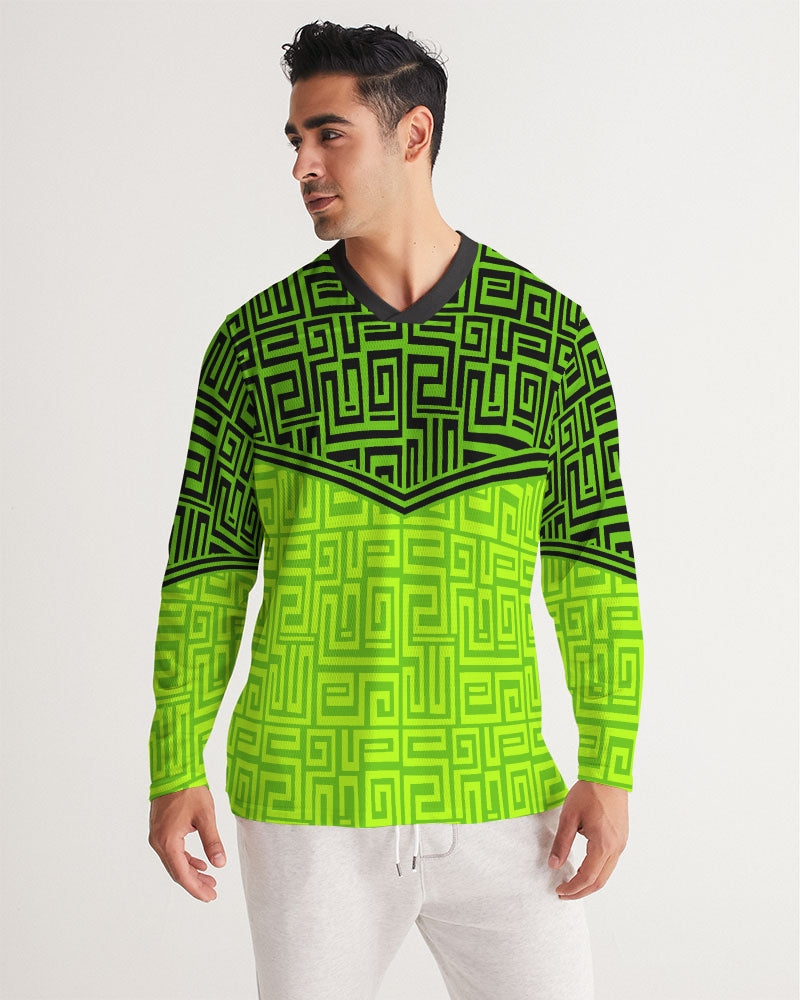 Men's Sports Jersey-Lime Maze-Pat Sutton Designs